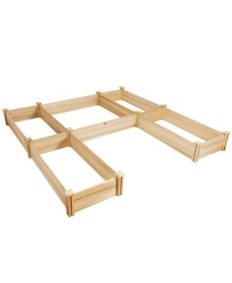 Raised Garden Bed 92.5x95x11in Wooden Garden Box Planter Container U-Shaped Bed