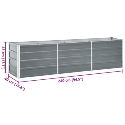 Raised Bed Grey Galvanized steel 94.5 x 15.7 x 17.7 in Durable
