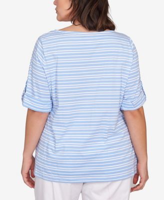 Plus Size Variegated Stripe Knit Top