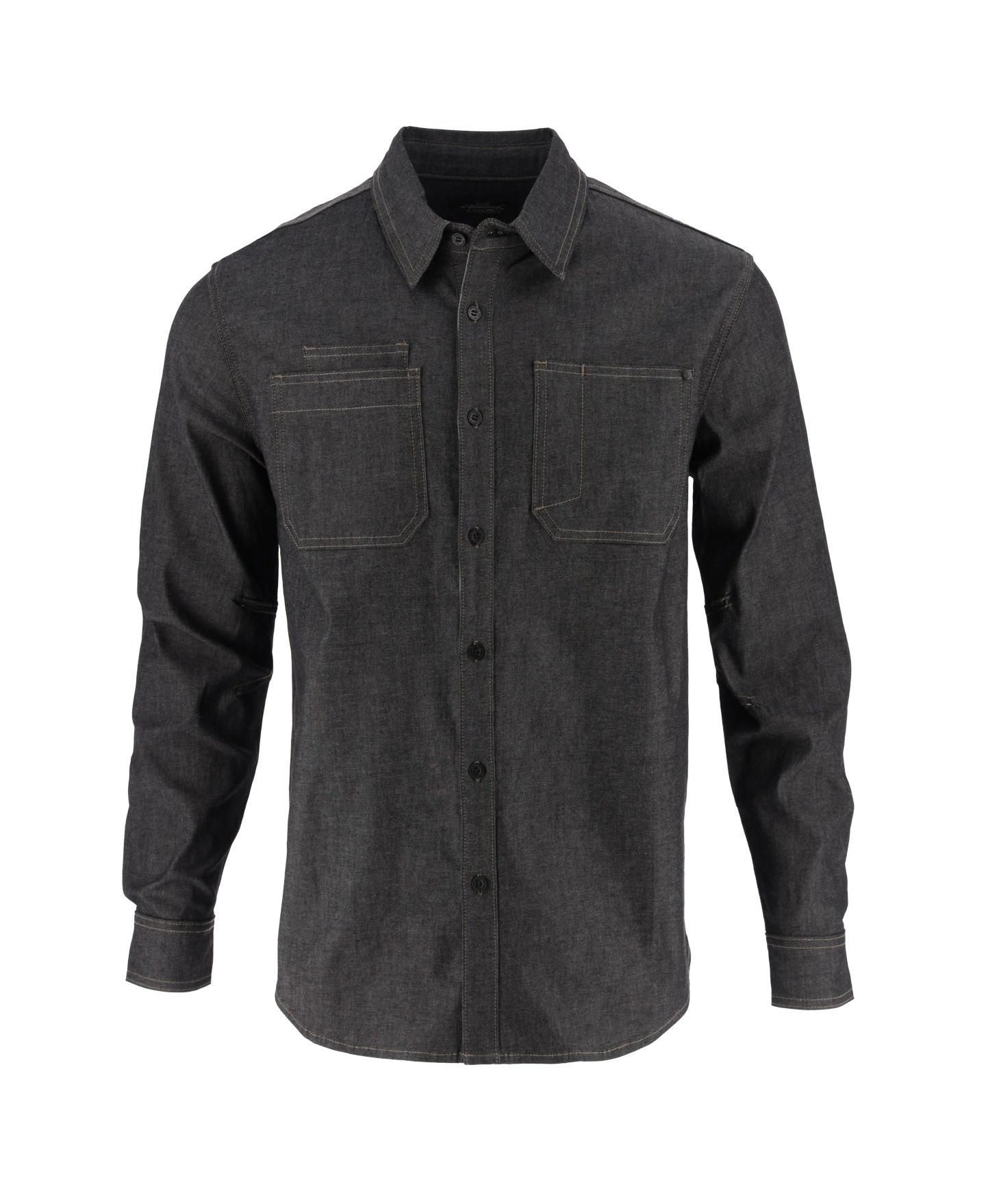 Мужская рубашка Thorogood Big & Tall Vintage Stretch Denim Long Sleeve Button Up, цвет: Чёрный джинсовый — фото 1
