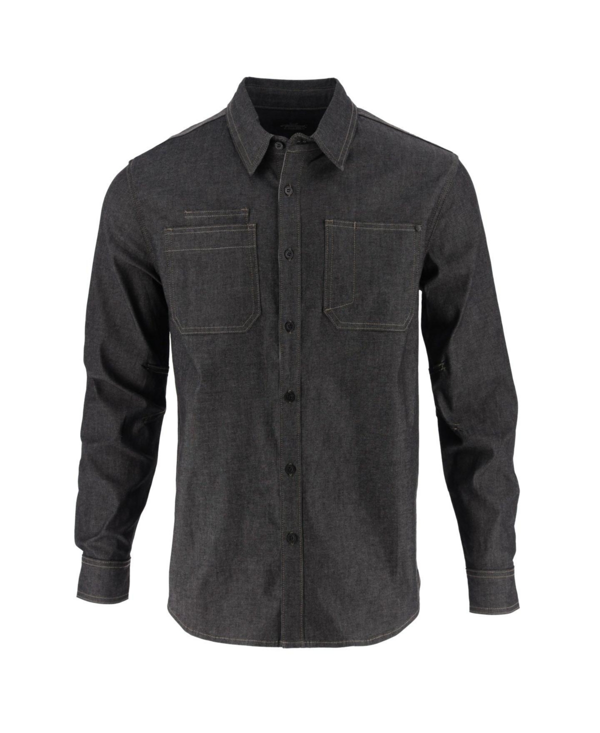 Men's Vintage Stretch Denim Long Sleeve Button Up Shirt - Raw dark blue denim