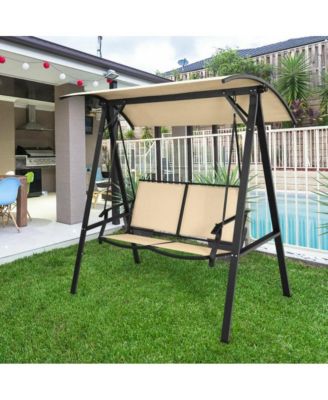 2 Person Patio Swing with Weather Resistant Glider and Adjustable Canopy