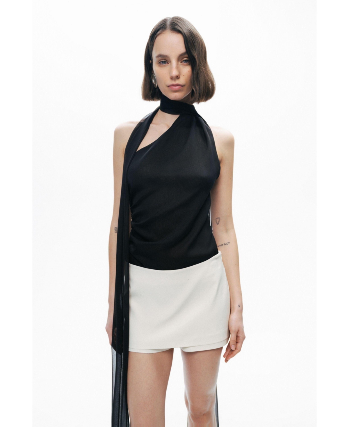 Women's Shawl-Inspired Blouse - Light/pastel pink