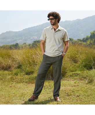 Men's Cream White Veined-Tactile Polo T-Shirt