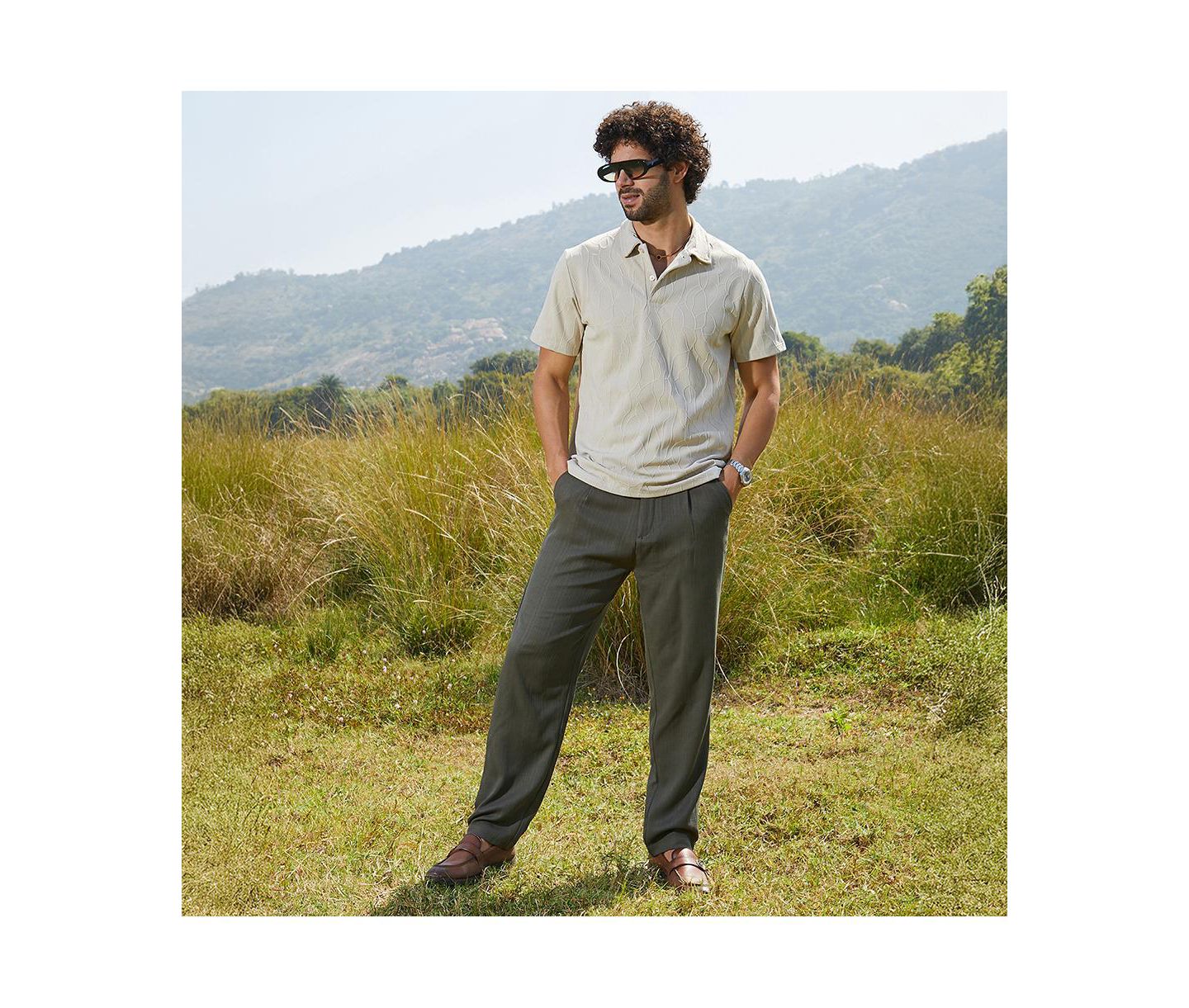 Мужская футболка Cahoot Campus Sutra Cream White Veined-Tactile Polo, цвет: Белый — фото 3