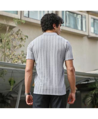 Men's Coin Grey Wicker-Tactitle Polo T-Shirt