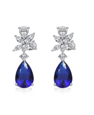 Dazzling White Gold Plated CZ Cluster Teardrop Earrings