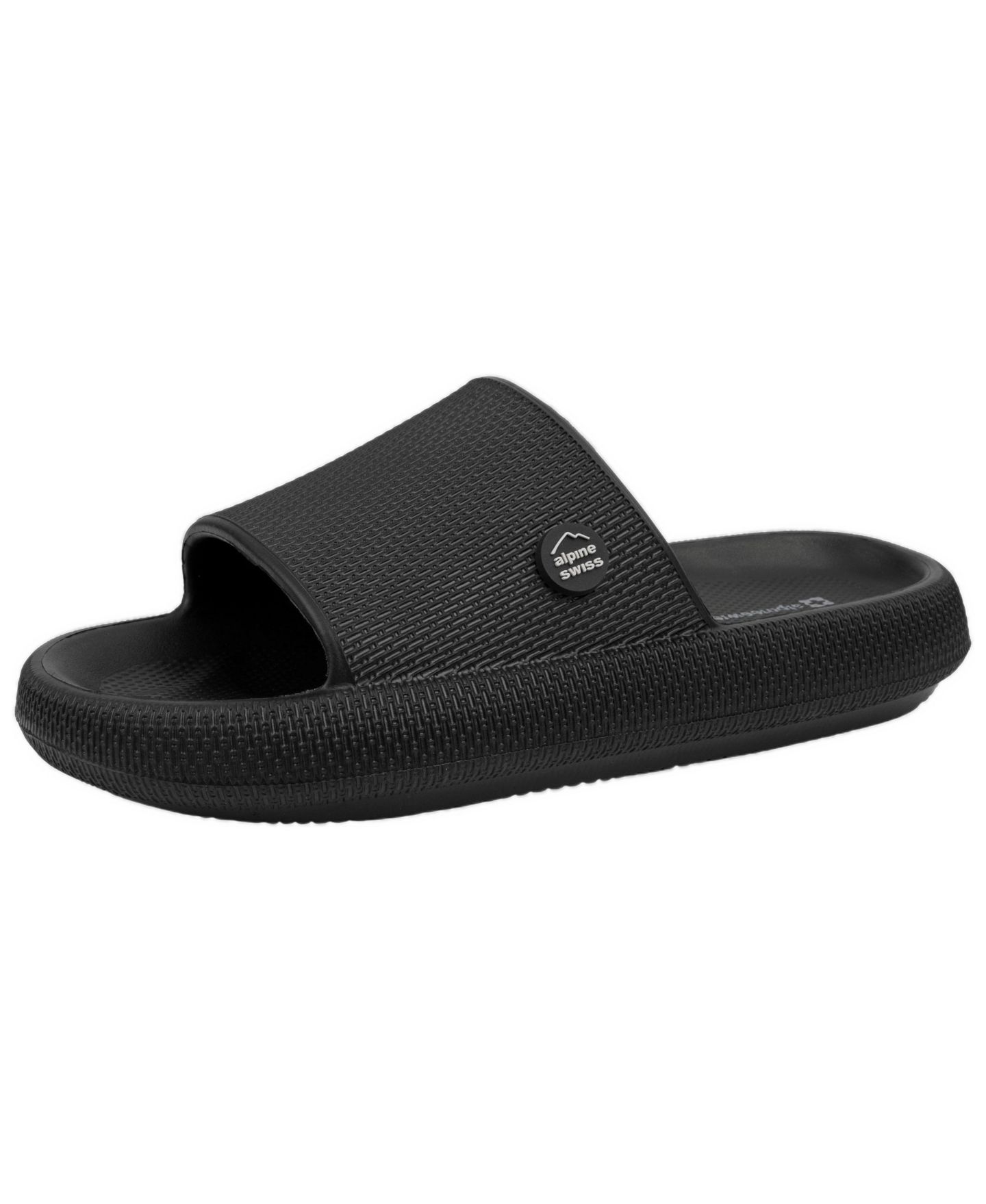 Мужские сандалии Alpine Swiss Omar Slides Pillow Slippers Ultra Cushioned Cloud Slide Sandal, цвет: Чёрный — фото 1