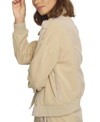 Women's Mixed Media Trench Bomber Jacket