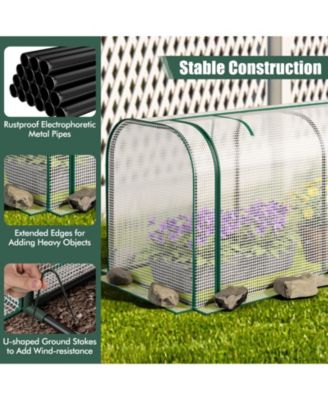 Mini Tunnel Greenhouse with Ventilated Roll-Up Zipper Door for Small Garden Spaces