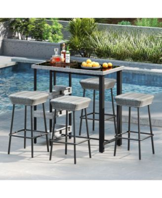 Patio Bar Stools Set of 2 with Comfortable Cushions for Stylish Outdoor Seating and Entertaining