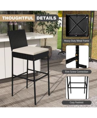 Patio Bar Stools Set of 4 with Footrest and Backrest for Comfortable and Stylish Outdoor Seating