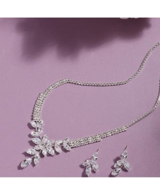 Women's Silver  Bling Stone Jewellery Set