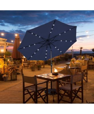 9 Feet Solar LED Lighted Patio Market Umbrella with Tilt Adjustment without Base