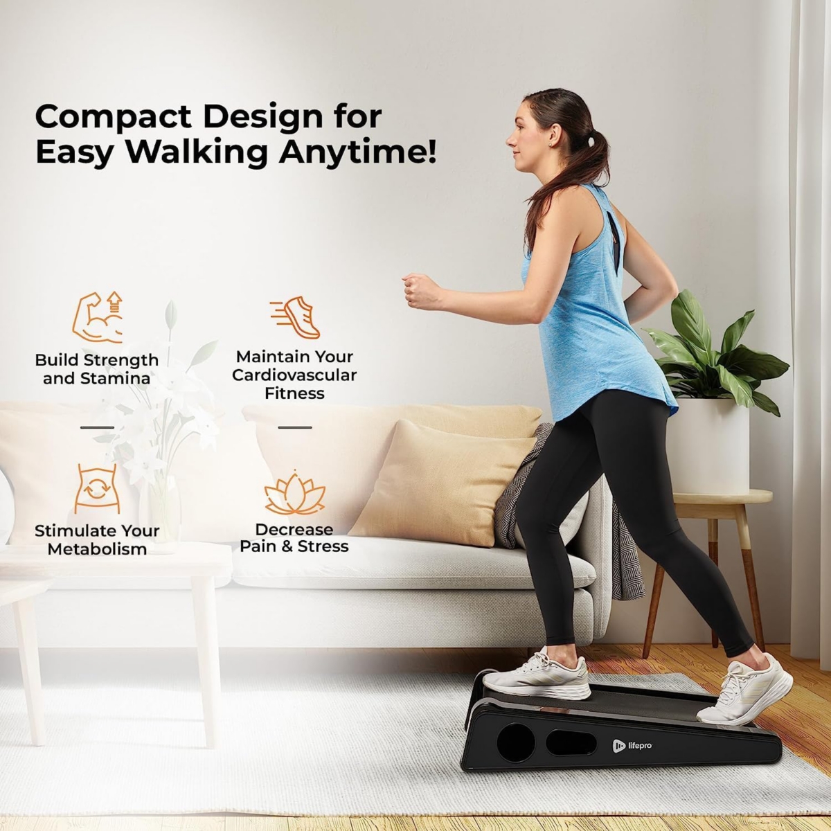 LifePro Mini Walking Pad Treadmill – 30" Compact Under-Desk Treadmill with Adjustable Incline, 3MPH Max Speed & No Installation Required