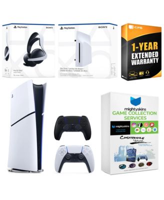 PlayStation 5 Slim Digital Bundle with Disc Drive, Extra Controller, Pulse Elite Headset, MightySkins Game Collection and 1 Year Extended Warrant