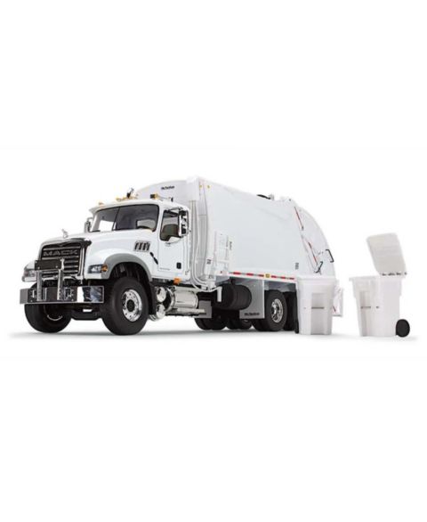 Детская игрушка First Gear 1:34 Scale Granite MP Die-Cast Functioning Tipper Refuse Truck with Trash Cans