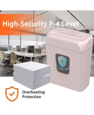 Pink Shredder, Compact for Office, Cross-Cut 6 Sheets, Security Shredding, Shreds Cards & Mail, 3.4-Gallon Bin