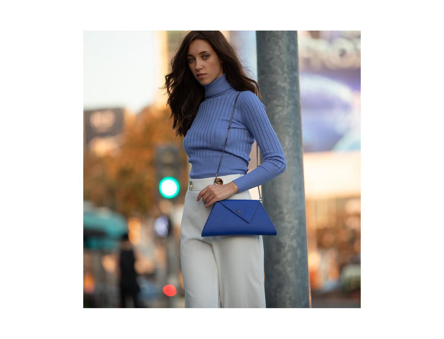 Женский клатч SUSU Saffiano Leather Clutch Bag Evening Purse Crossbody Cobalt Blue Unique Handbag, цвет: Синий — фото 2