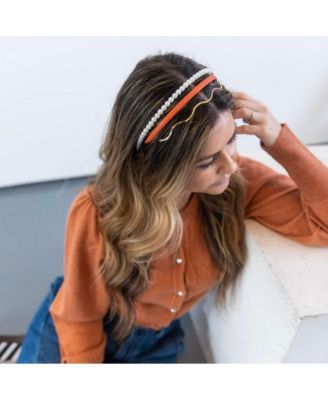 Headband Set - Orange + Pearl + Silver