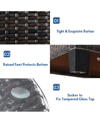 4PCS Patio Furniture Set Outdoor Rattan Sectional Sofa Set w/ Cushions