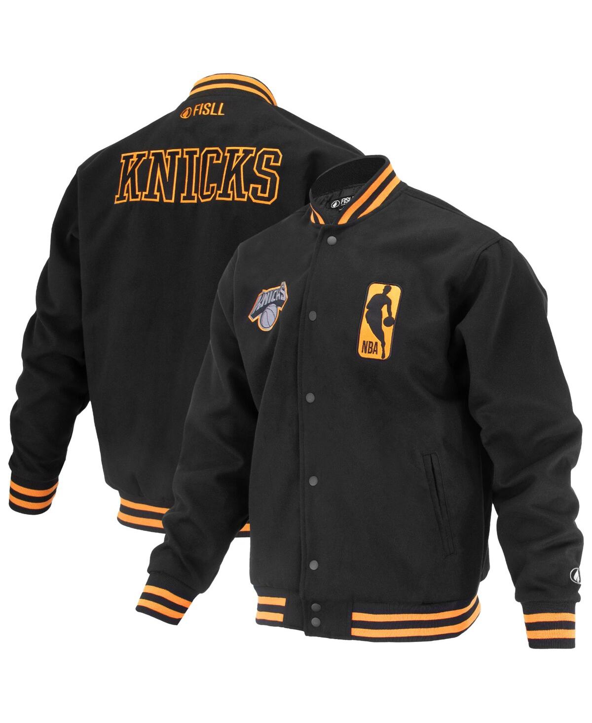 Men's and Women's Black New York Knicks Logo Man Shadow Collection Full-Snap Varsity Jacket - Black