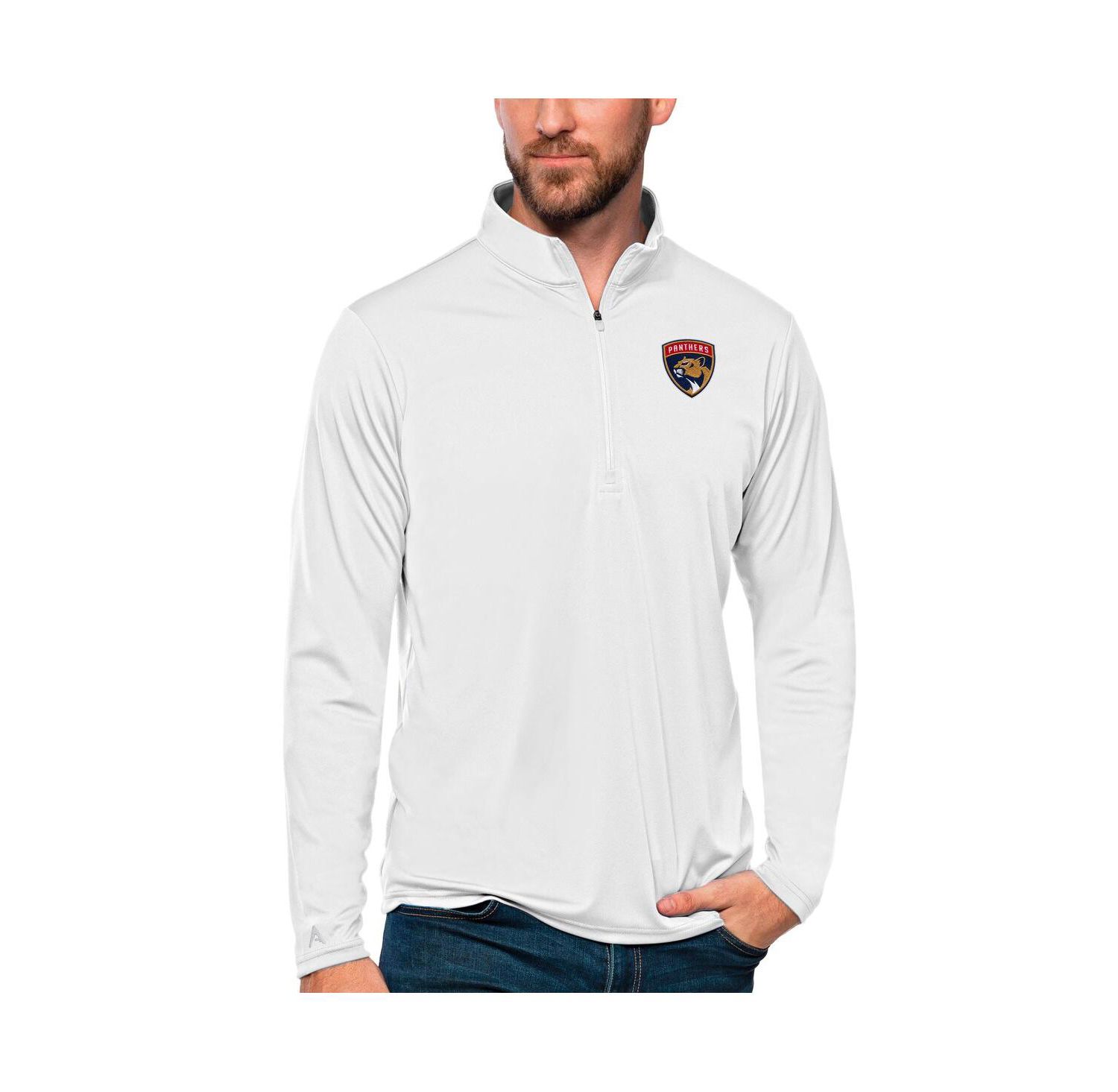 Men's White Florida Panthers Tribute Quarter-Zip Pullover Sweatshirt