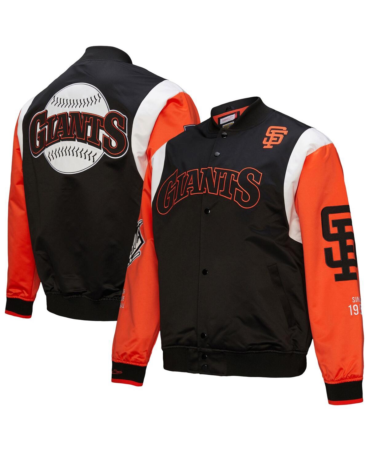Men's Black/Orange San Francisco Giants Cooperstown Collection Team Origins Satin Full-Snap Jacket - Black, Orange