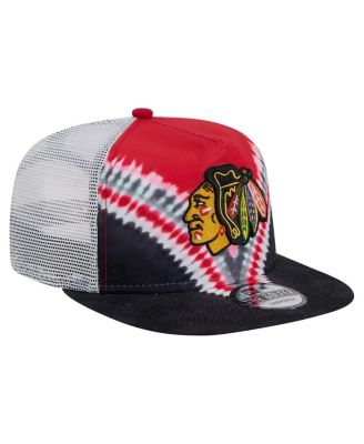 Men's Black/Red Chicago Blackhawks Throwback V-Dye Adjustable Golfer Hat