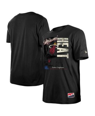 New Era - Men's Black Miami Heat Distressed Throwback Vintage Color Pack T-Shirt