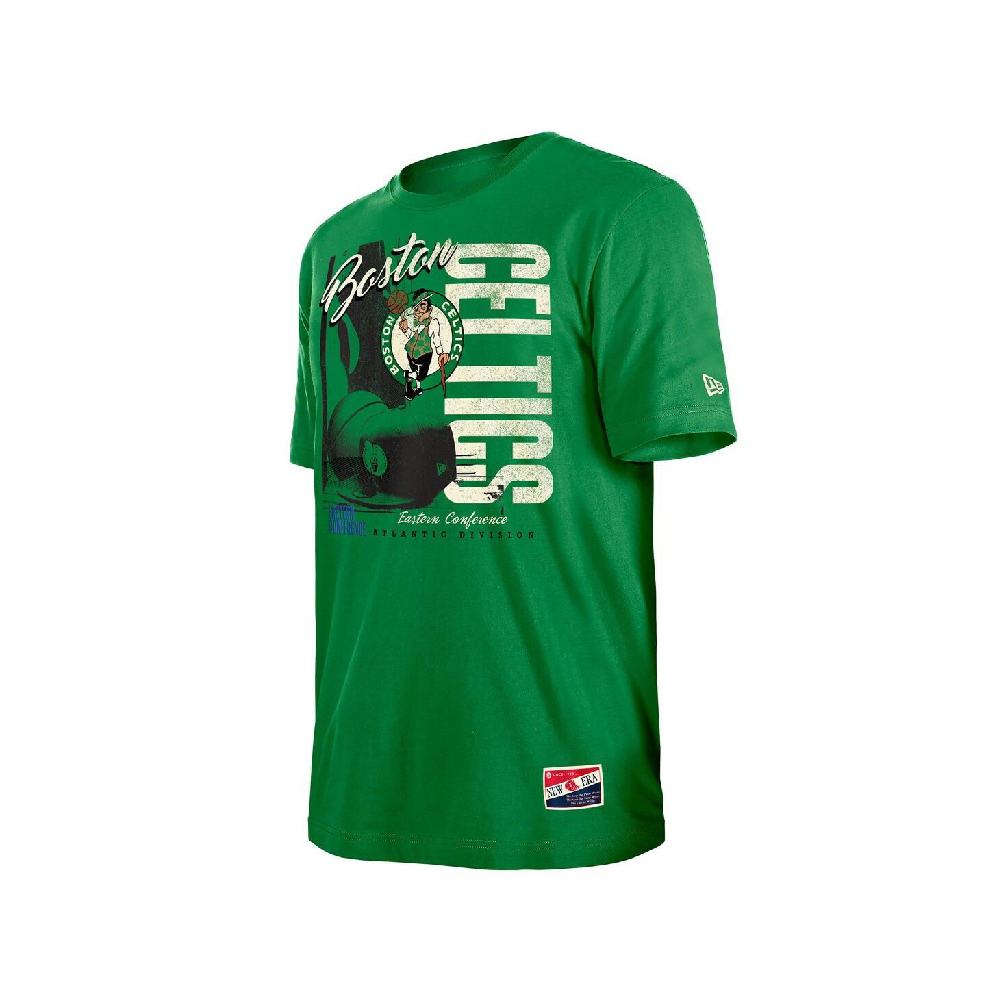 Мужские футболки New Era Kelly Green Boston Celtics Distressed Throwback Vintage Color Pack — фото 2