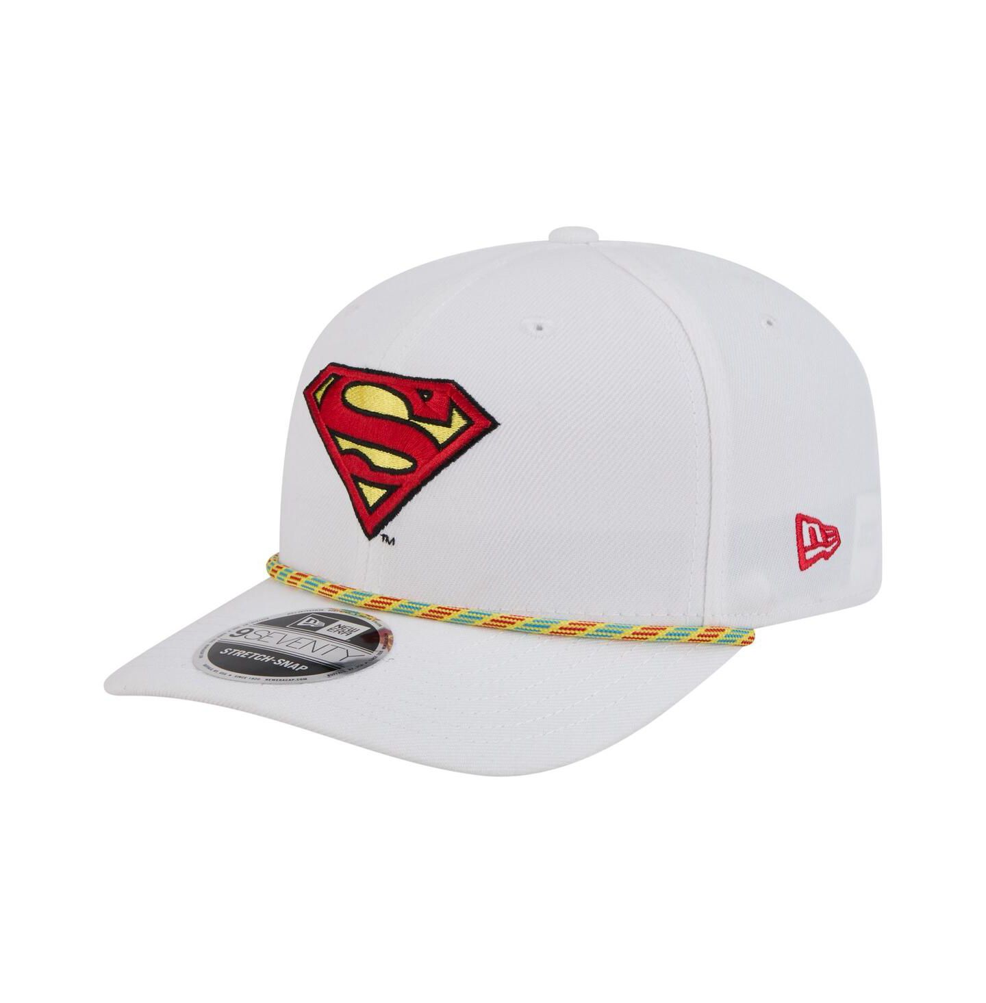 Мужская кепка New Era White Superman Rope 9SEVENTY Stretch-Snap Adjustable Hat — фото 1