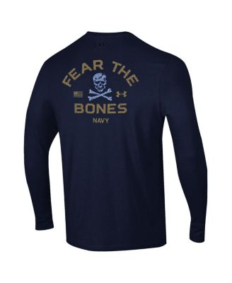 Men's Navy Midshipmen Distressed Jolly Rogers Performance Long Sleeve T-Shirt