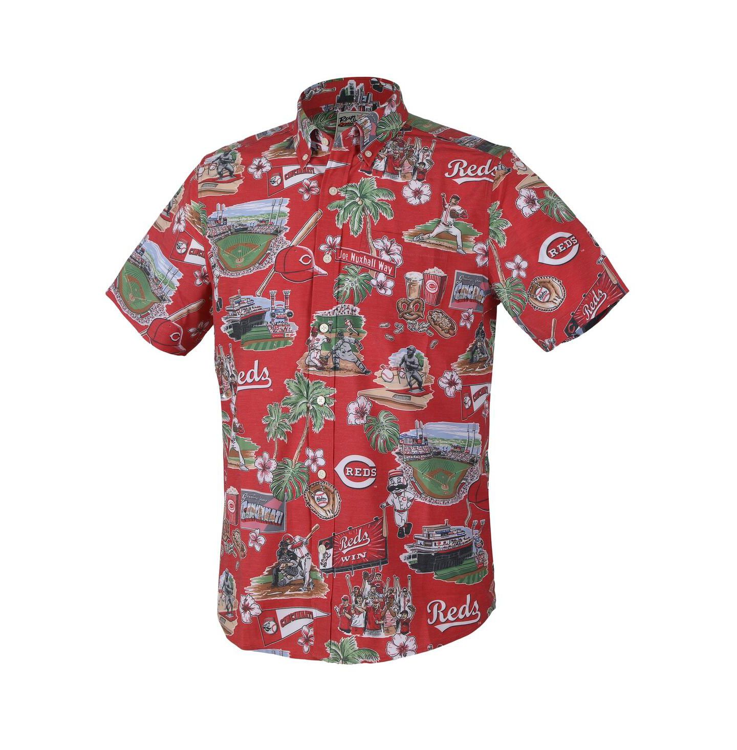 Мужская рубашка Reyn Spooner Red Cincinnati Reds Scenic Tri-Blend Button-Down — фото 2