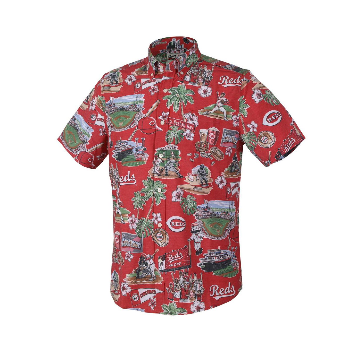 Men's Red Cincinnati Reds Scenic Tri-Blend Button-Down Shirt