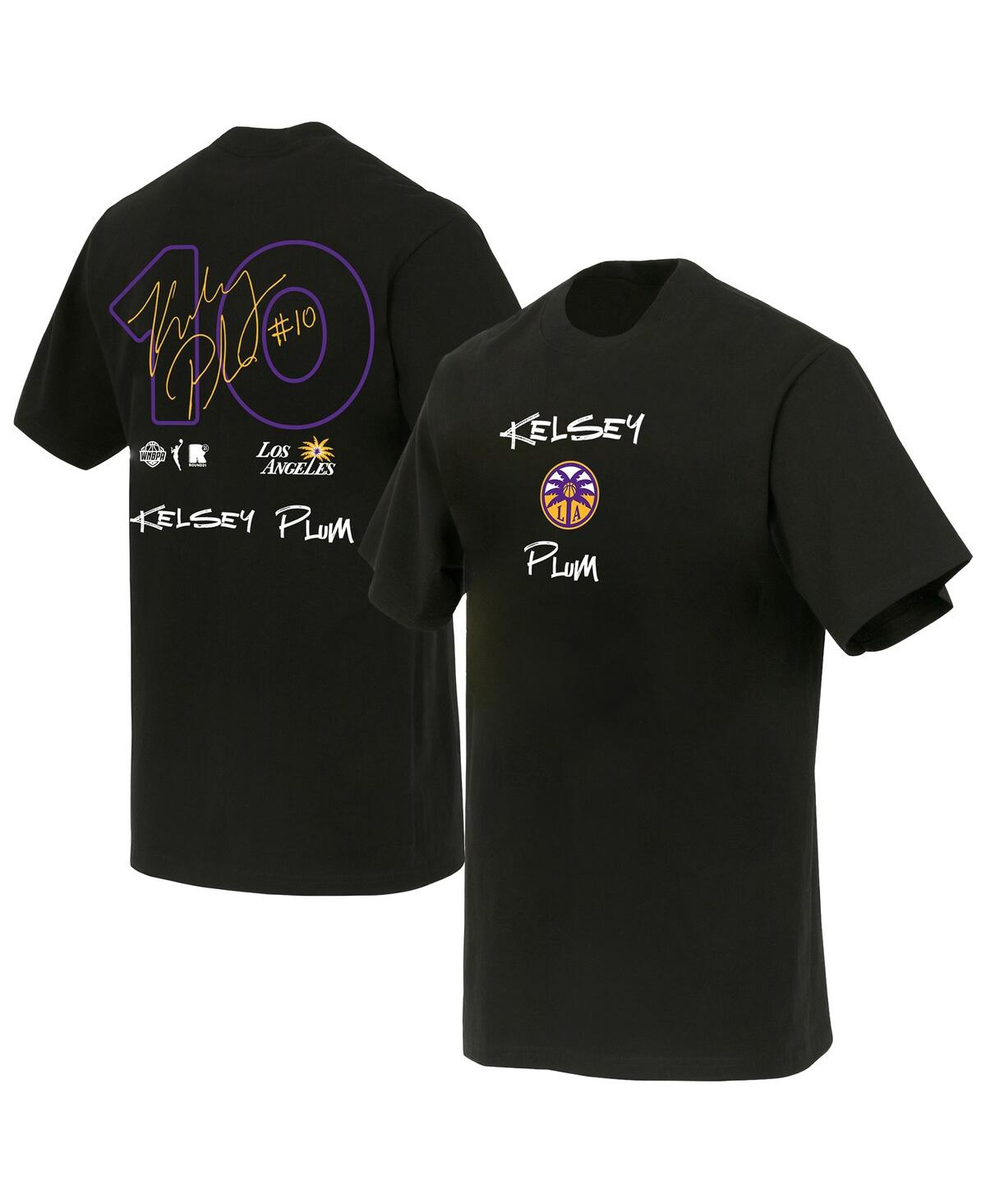 Men's and Women's Black Kelsey Plum Los Angeles Sparks Boxy Signature Name Number T-Shirt - Black