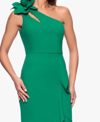 Petite Asymmetrical One-Shoulder Ruffled Midi Dress