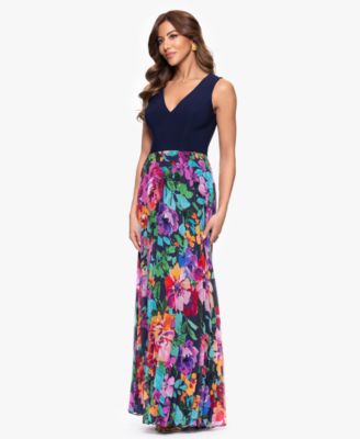 【関税込み】Semper Dresses XSCAPE Women's V-Neck Printed-Skirt Gown - Macy's