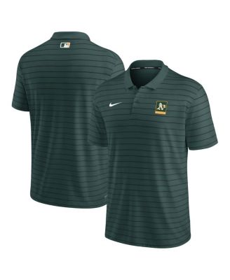 Nike - Men's Green Oakland Athletics Authentic Collection Striped Performance Pique Polo