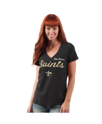 G-III 4Her by Carl Banks - Women's Black New Orleans Saints Post Season V-Neck T-Shirt