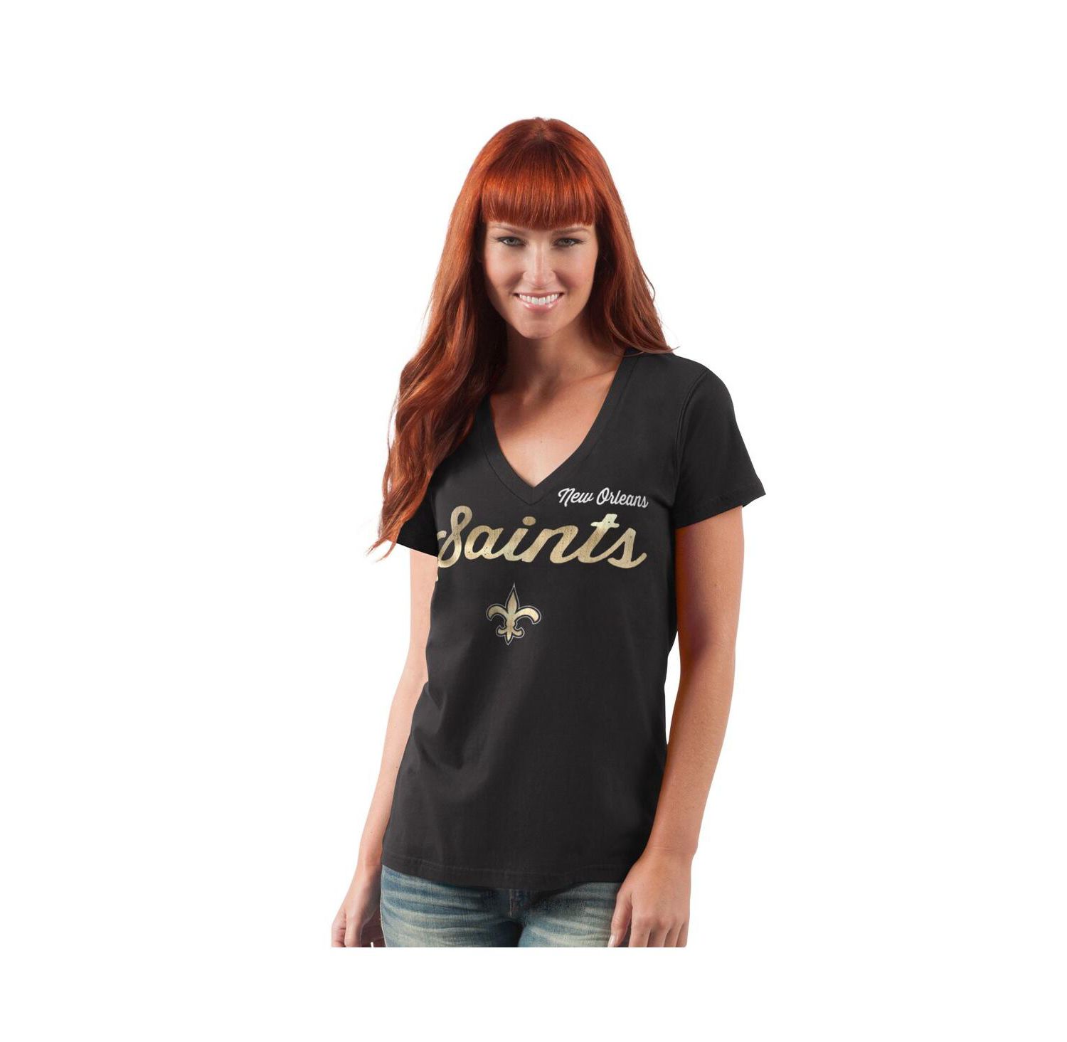Women's Black New Orleans Saints Post Season V-Neck T-Shirt