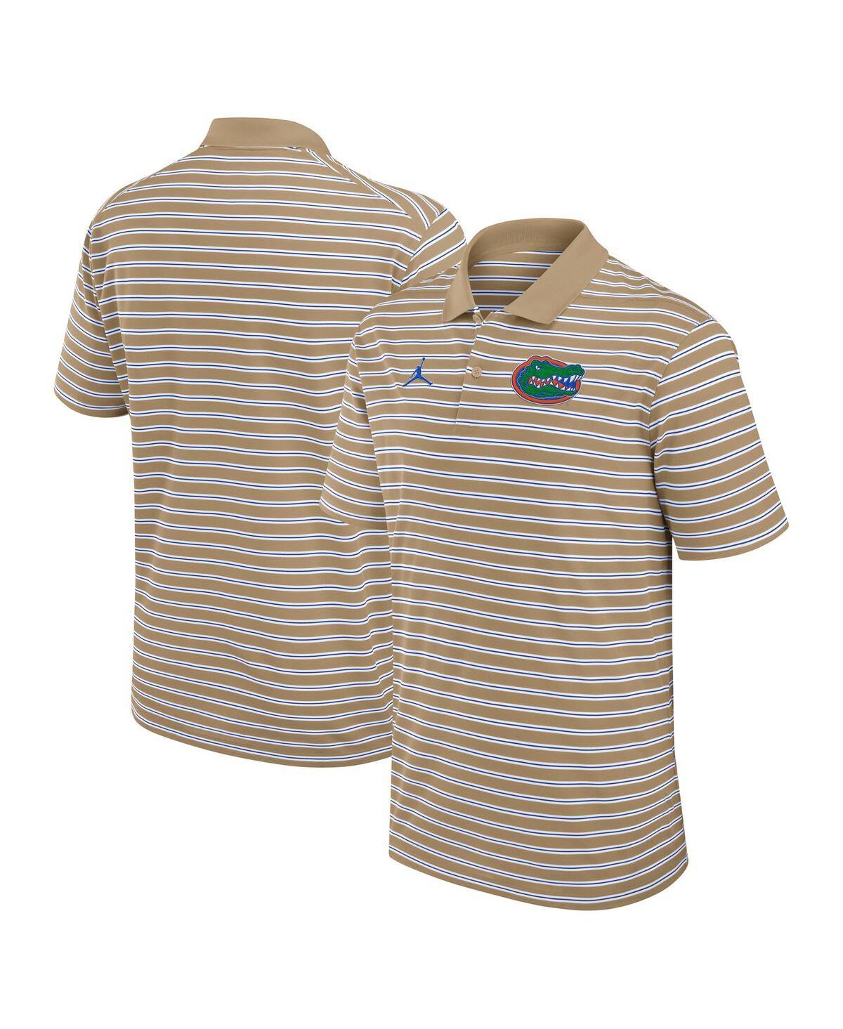Jordan Men's Tan/White Florida Gators Primetime Victory Striped Polo Shirt - Tan, White