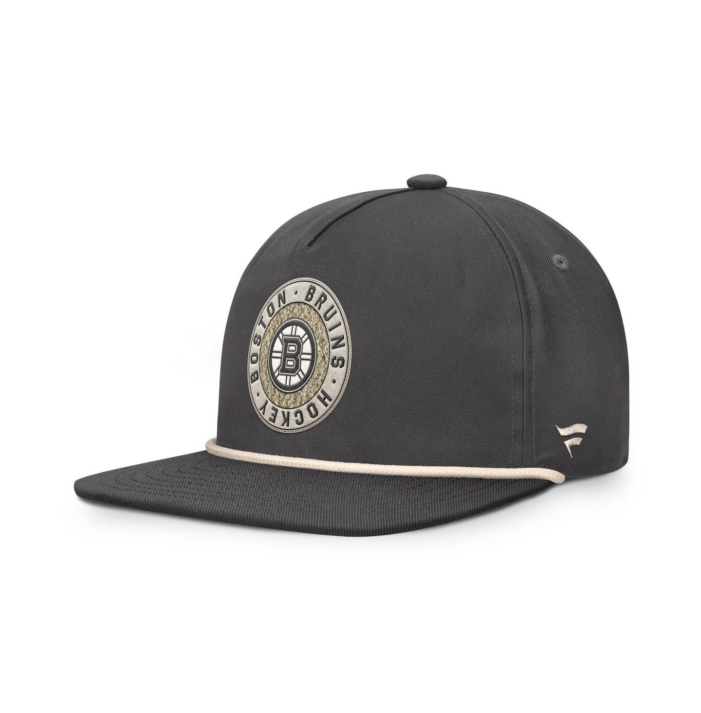 Мужская кепка Fanatics Charcoal Boston Bruins Closer Adjustable Hat — фото 1