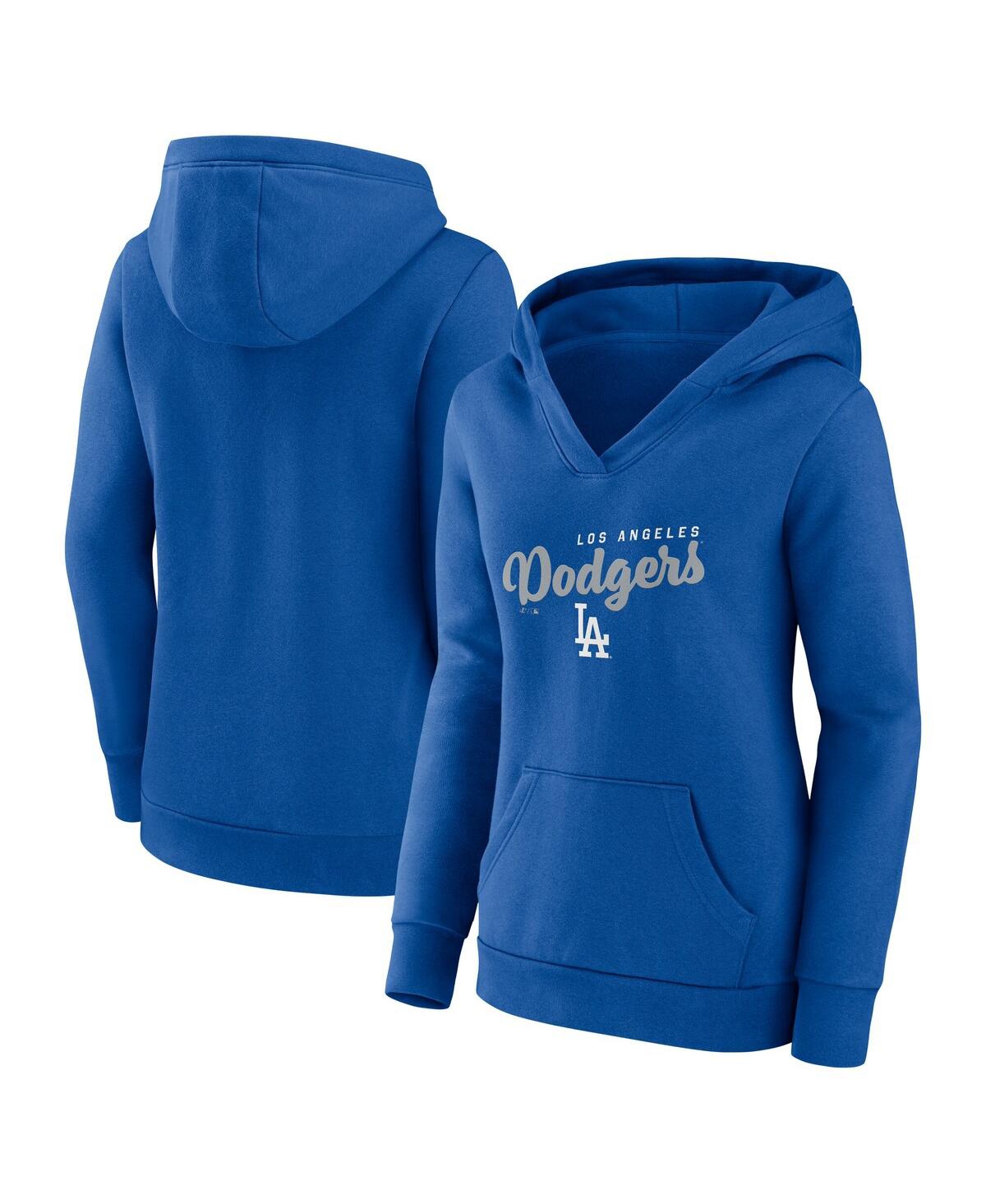 Women's Royal Los Angeles Dodgers Logo Triumphant V-Neck Pullover Hoodie - Royal