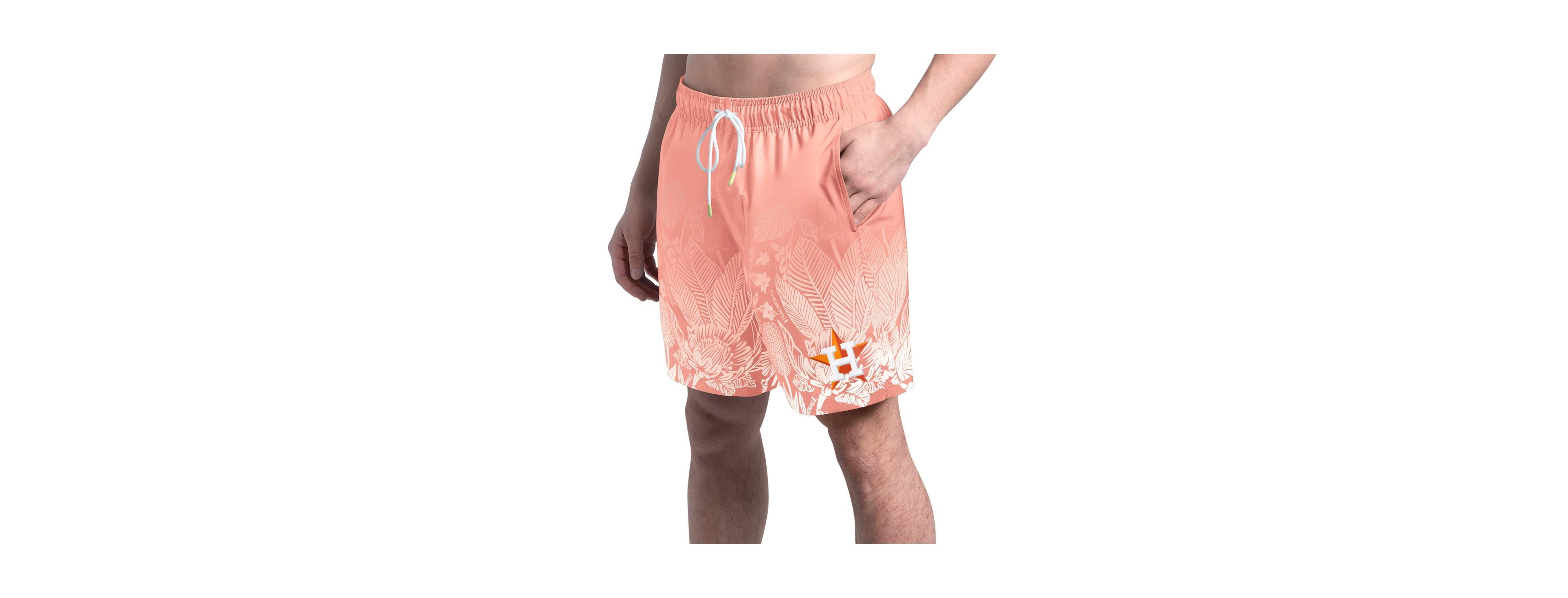 Margaritaville Men's Coral Houston Astros Lagoon Fiesta Swim Shorts