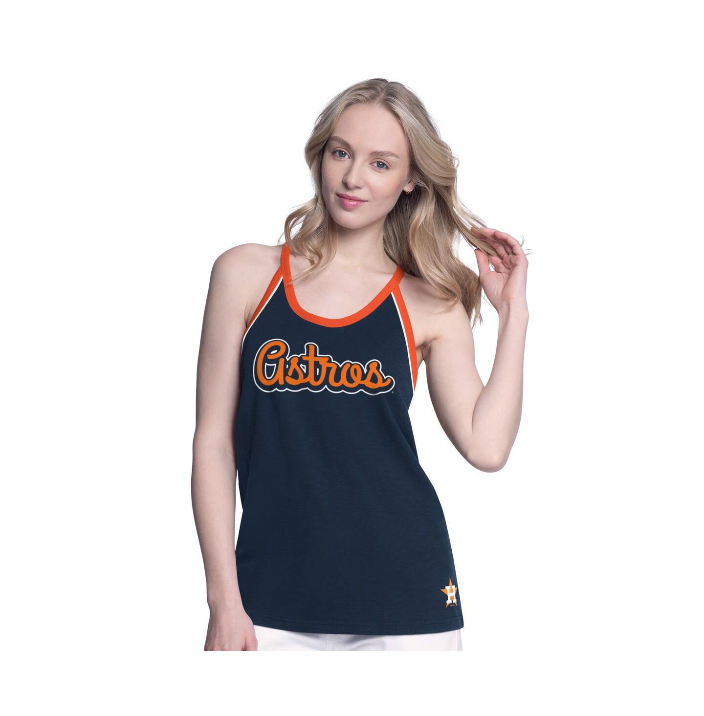 Женский топ G-III 4Her by Carl Banks Navy Houston Astros Curveball Racerback — фото 1