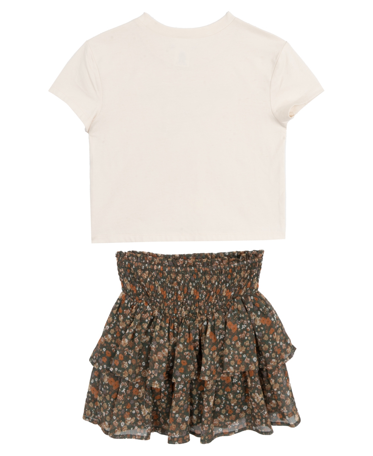 Rare Editions Big Girls 2-piece Graphic T-shirt And Tiered Skort Set In Neutral