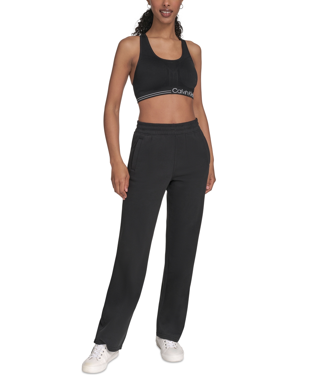 Calvin Klein Performance Women's High-waist Straight-leg Sweatpants In Black