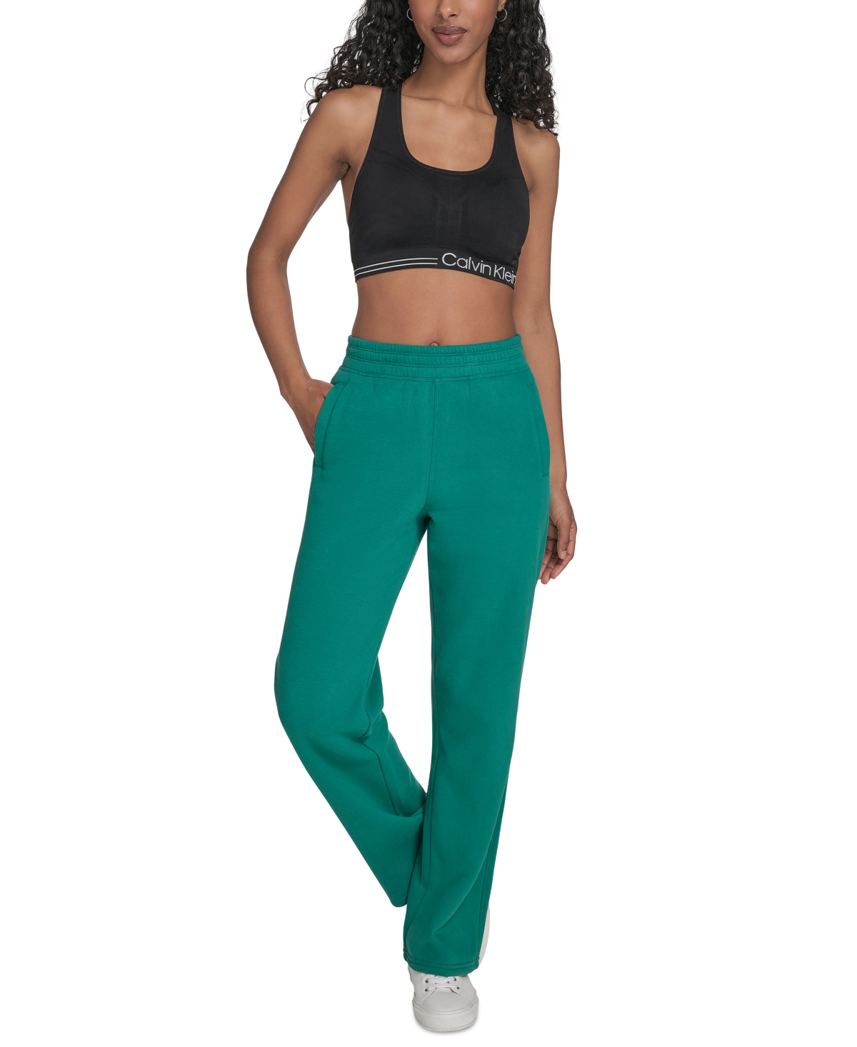 Calvin Klein Performance Women's High-waist Straight-leg Sweatpants In Green