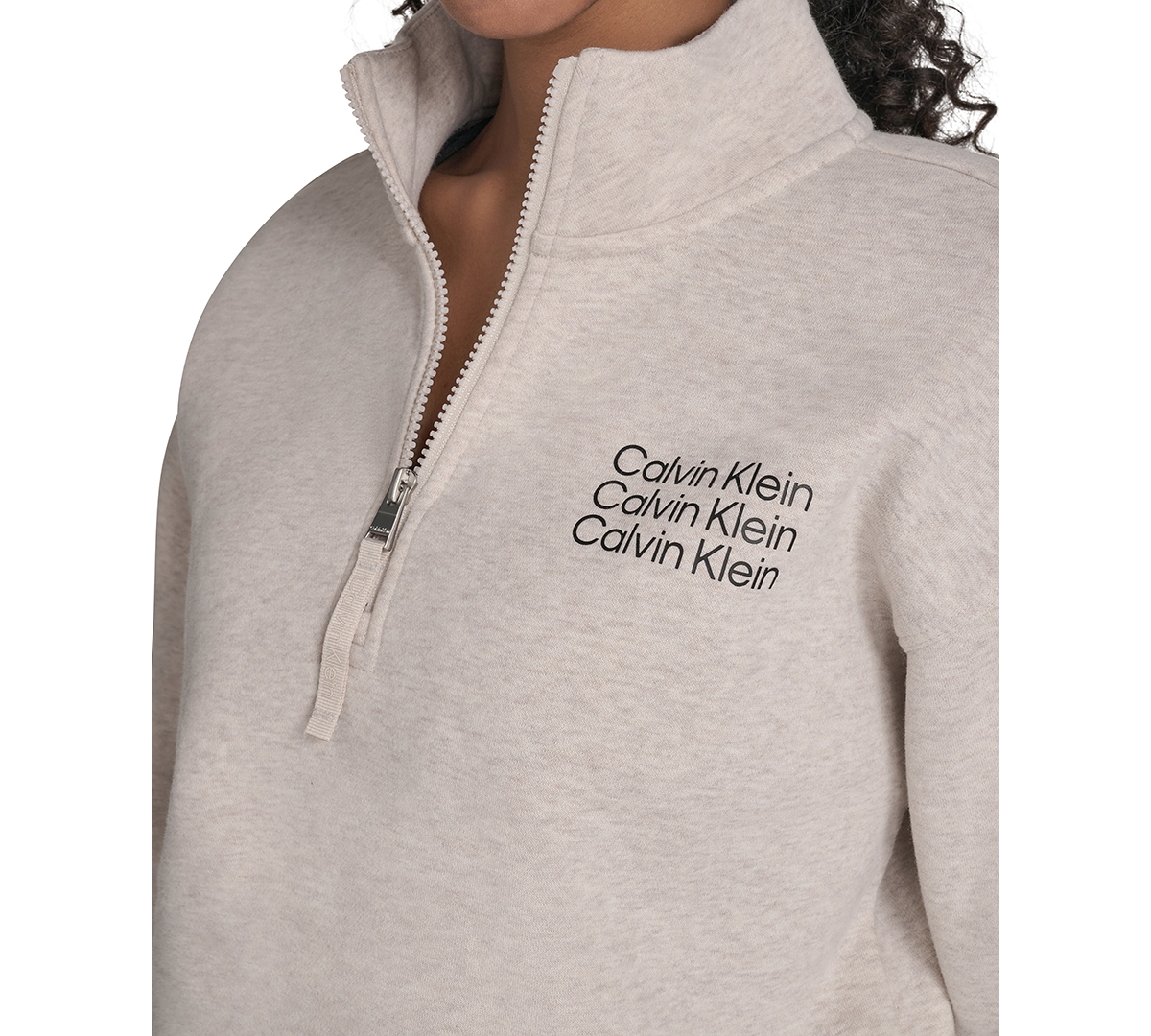 Calvin Klein Performance Women's Mini Triple Logo Fleece Half-zip Pullover Sweatshirt